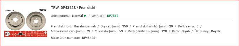 RANGE ROVER SPORT 2010-- ARKA DİSK ADET SDB000645 RANGE ROVER SPORT 2010 ve sonrası modeller için ARKA DİSK SDB000645